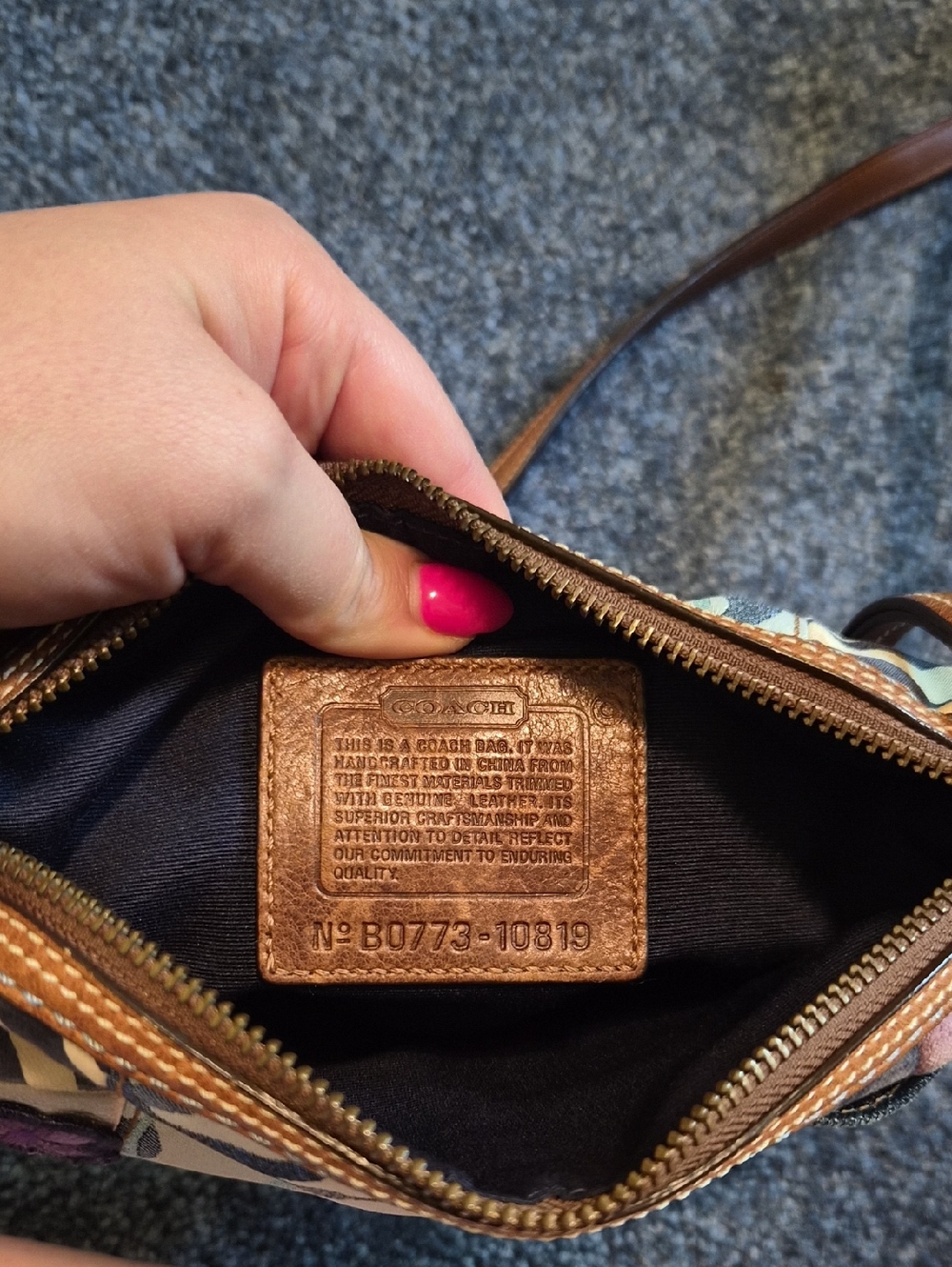 COACH Y2K Vintage 2007 Patchwork Signature Denim Leather Suede Crossbody Bag - Picture 9 of 10